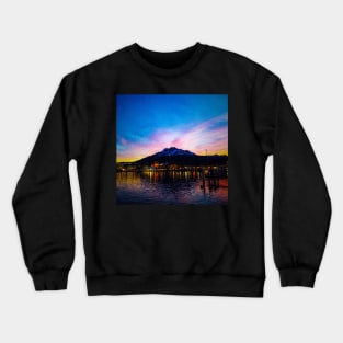 Colorful nighttime shot of Pilatus, Luzern Crewneck Sweatshirt